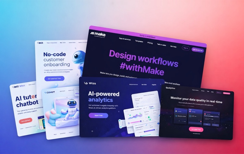 Stack of different landing page designs
